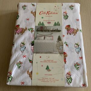 New! Cath Kidston London Cotton Sheet Set Full Puppy Love Christmas Holiday 4PC